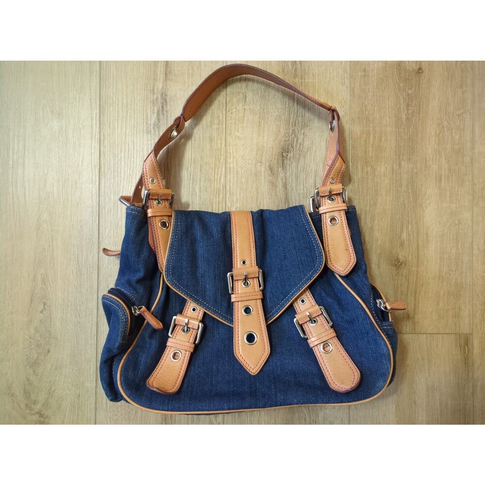 Vintage Y2K Red Carpet Wilson's Leather Big Buckle Denim Purse Shoulder Bag